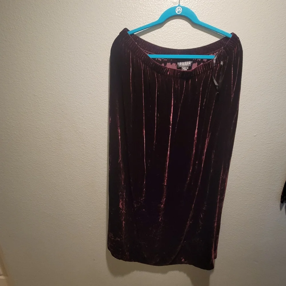 Eileen Fisher 2 piece velvet Plum Sleeveless top Size 1X with Skirt Size 2X - Picture 10 of 15